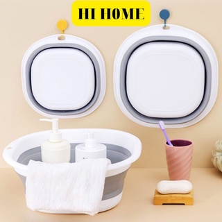 Thau chậu gấp gọn tiết kiệm không gian, thau xếp gọn thông minh silicon, rửa mặt, du lịch tiện lợi HI HOME