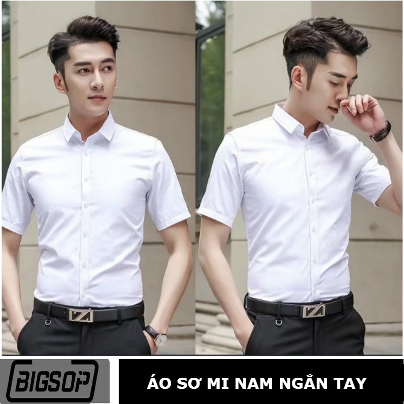 BST Áo sơ mi Nam ngắn tay trơn mát vải mịn không nhăn không bai xù nhiều màu để lựa chọn | BigBuy360 - bigbuy360.vn