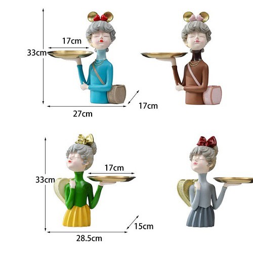 Tượng trang trí kèm đĩa hình cô gái - Trang trí phòng khách, phòng ngủ cực xinh