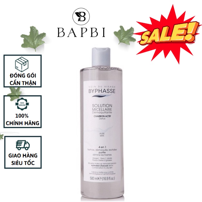 Nước Tẩy Trang Byphasse Than Hoạt Tính 500ml Dành Cho Mọi Loại Da Chính Hãng
