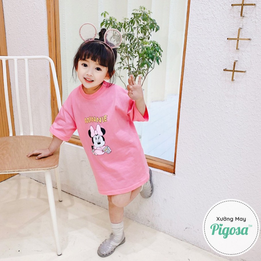 [XẢ KHO] Đầm Ngắn Tay Cho Bé Gái Chất Thun Cotton In Hình Minny Đáng Yêu - HAPY TN529