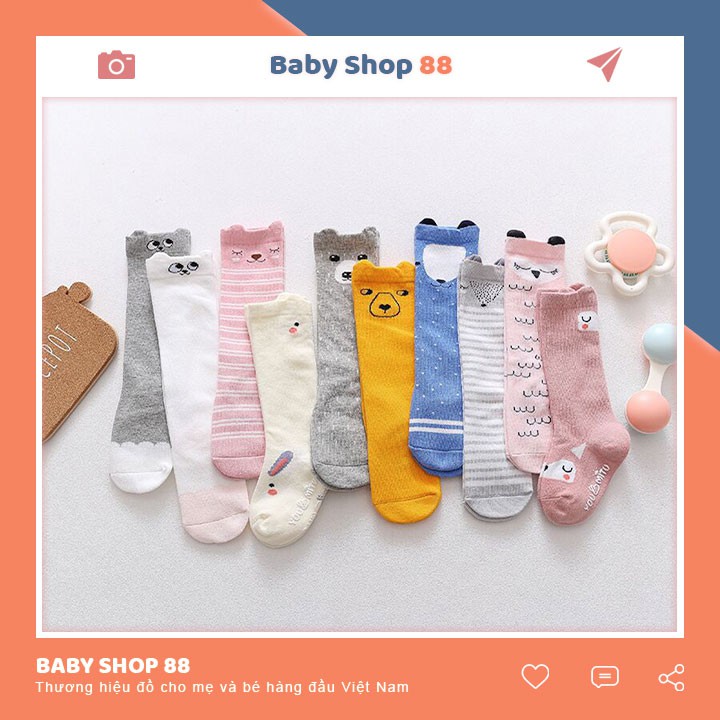 Tất/vớ Cotton Cổ Dài Chống Trượt Co Giãn Cho Bé Gái - [TAT01]