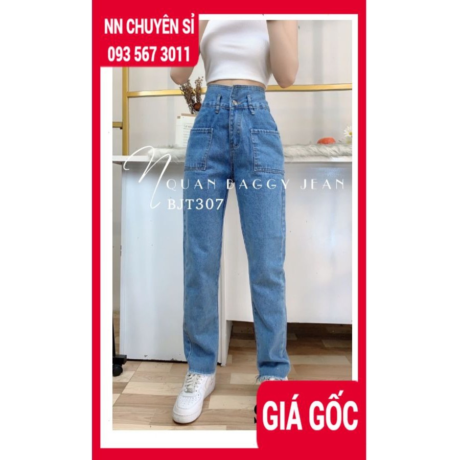 QUẦN BAGGY JEAN NỮ BJT307 HÀNG ĐẸPẢNH THẬT QUẦN BÒ LƯNG CAO  QUẦN BAGGY JEAN TÚI TO