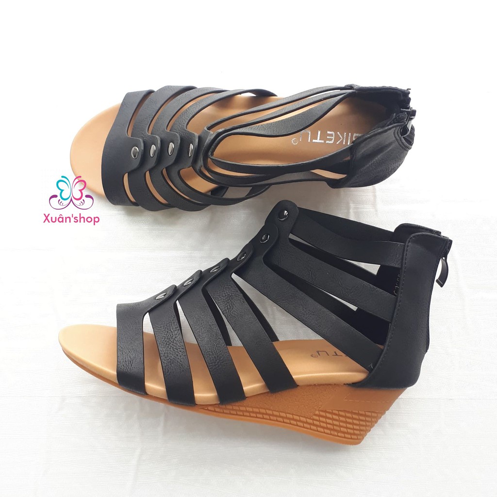 Sandal đế xuồng hãng SIKETU da mềm, đế 5cm (có sẵn)