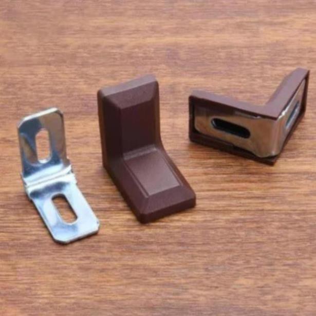 Bộ Ke Góc Nhựa Mini Màu Nâu - Chuyện dùng để liên kết, cố định, tạo góc vuông như: Tủ đồ, hộp trang điểm...- 1 Cái