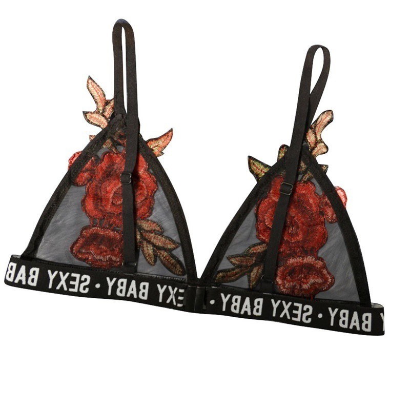 Áo ngực Sexy Girl Flower Black push up Bra Vest Lingerie Embroidery Deep v Wirefree Top | BigBuy360 - bigbuy360.vn