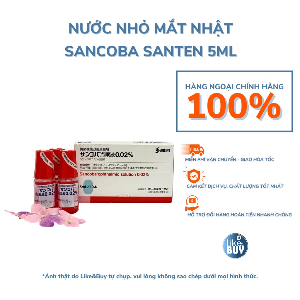 Nước nhỏ mắt cận Sancoba của Nhật Bản hỗ trợ tăng cường thị lực 5ml
