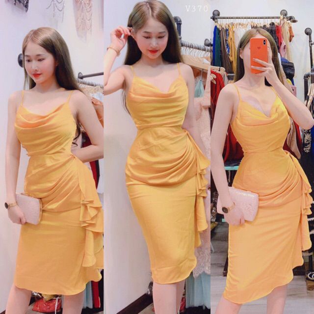 ( VIDEO + ẢNH THẬT CỰC ĐẸP ) Đầm thiết kế cổ đổ cao cấp phi lụa cực đẹp