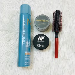 TẶNG LƯỢC - Combo sáp vuốt tóc Seba + NF + gôm xịt tóc Ying Ku Đức + lược tròn