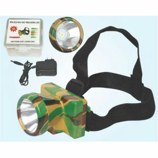 Đèn pin sạc đội đầu nhỏ màu rằn ri
