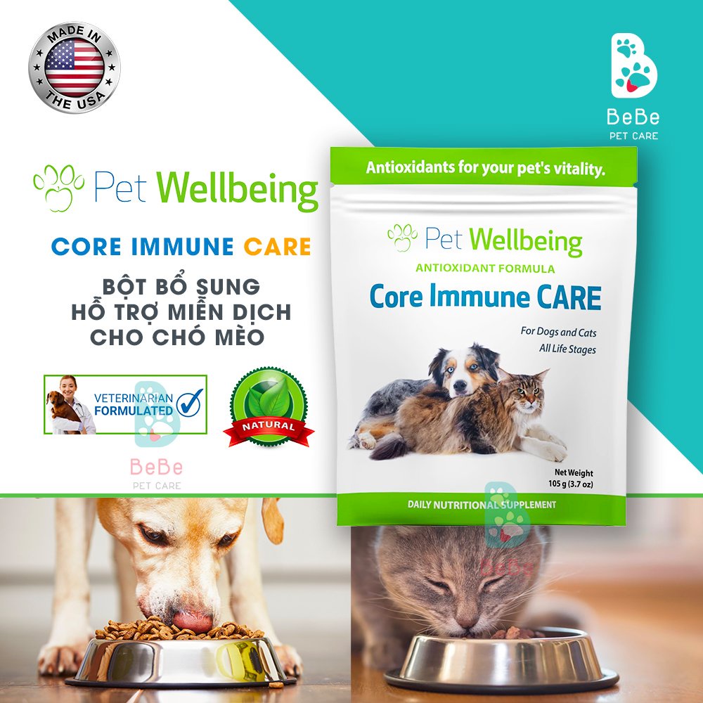 PET WELLBEING Core Immune CARE 105Gr - Bột Bổ Sung Hỗ Trợ Miễn Dịch Cho Chó Mèo