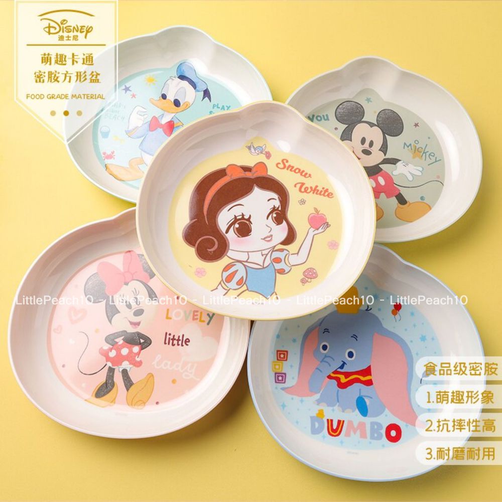 Đĩa Dĩa ăn dặm Melamine tròn Disney cho bé các công chúa Princess Frozen Elsa Ariel  kiểu mới 2022