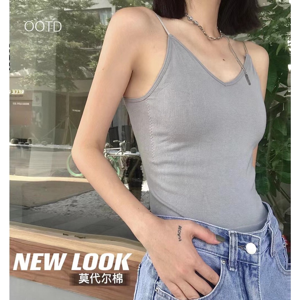 DUNEA Áo Tank Top Hở Lưng Màu Trơn Gợi Cảm Cho Nữ