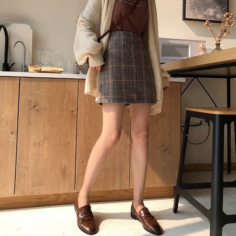 GENAISHA Chân Váy Kaki Chữ A Lưng Cao Plus Size Thời Trang Cho Nữ Sinh