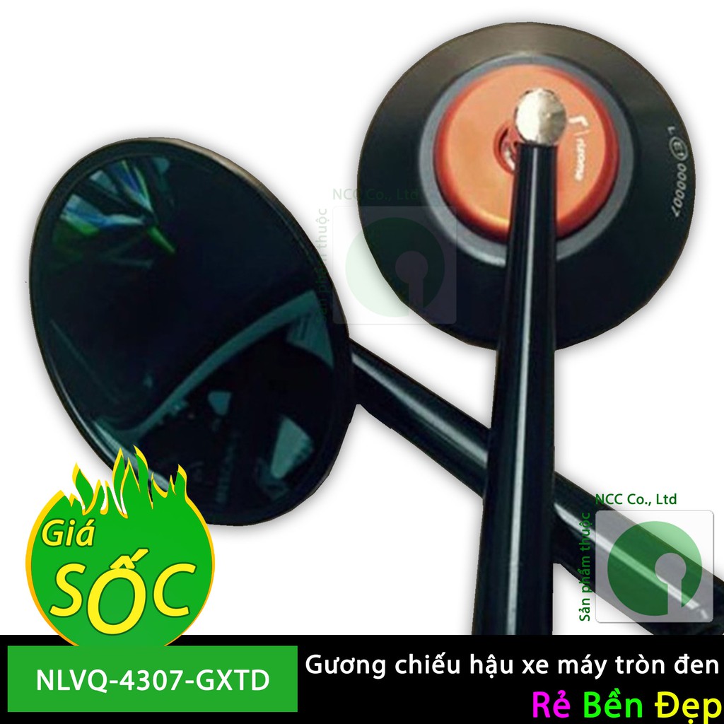 Gương kính chiếu hậu xe máy tròn đen - NLVQ-4307-GXTD