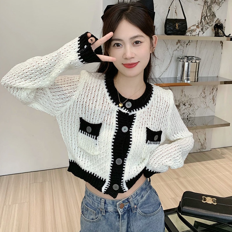 Áo Khoác cardigAN Dệt Kim Dáng Ngắn Thời Trang Thu Đông Cho Nữ