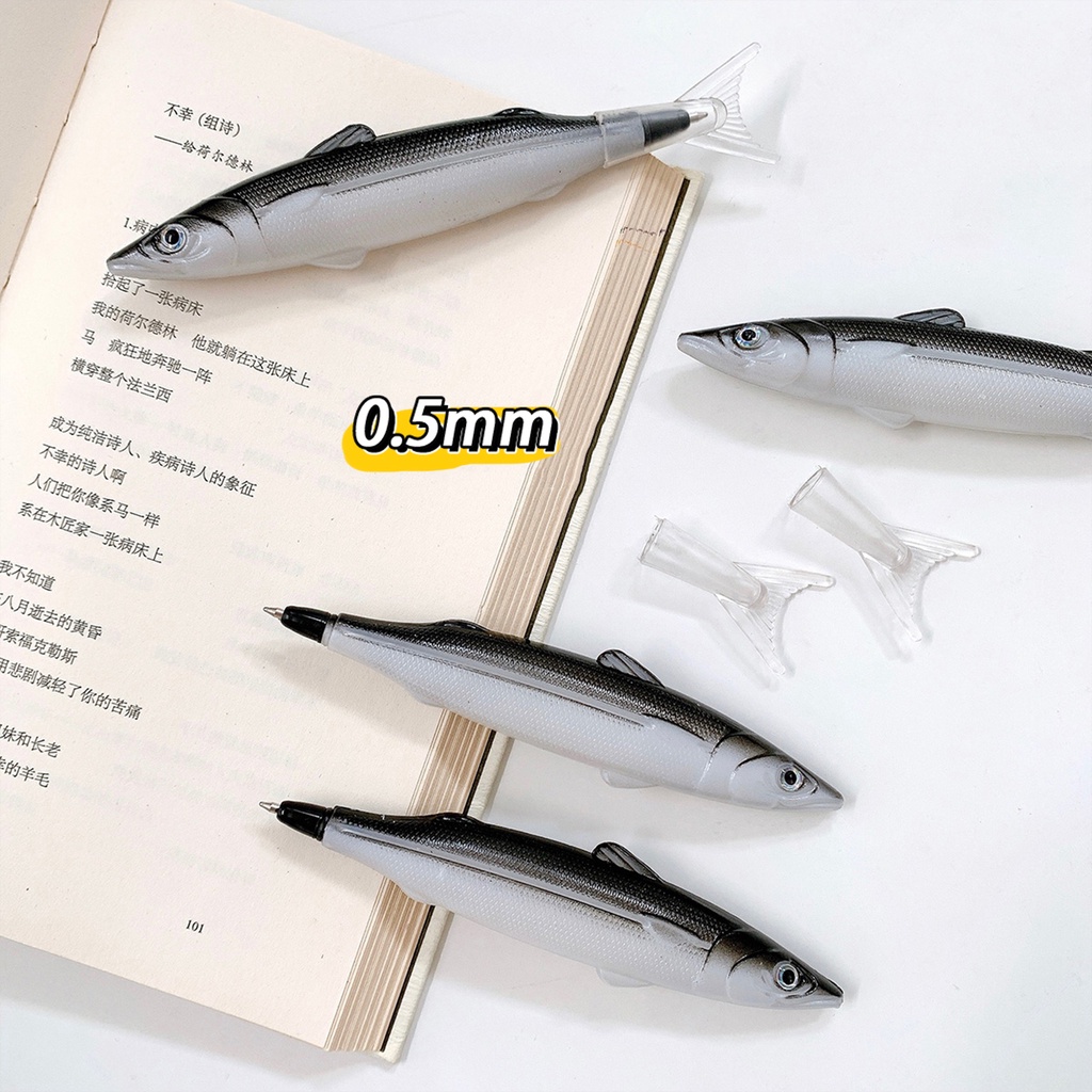 1 Bút Bi Nước Mực Đen Hình Cá Đại Dương 0.5mm