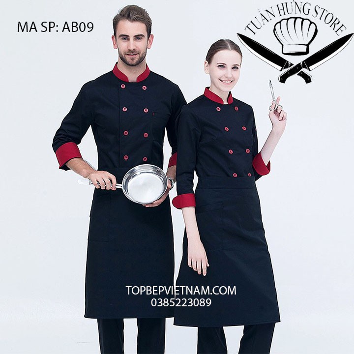 Áo bếp-đồng phục bếp dài tay phù hợp cho nam và nữ ab09