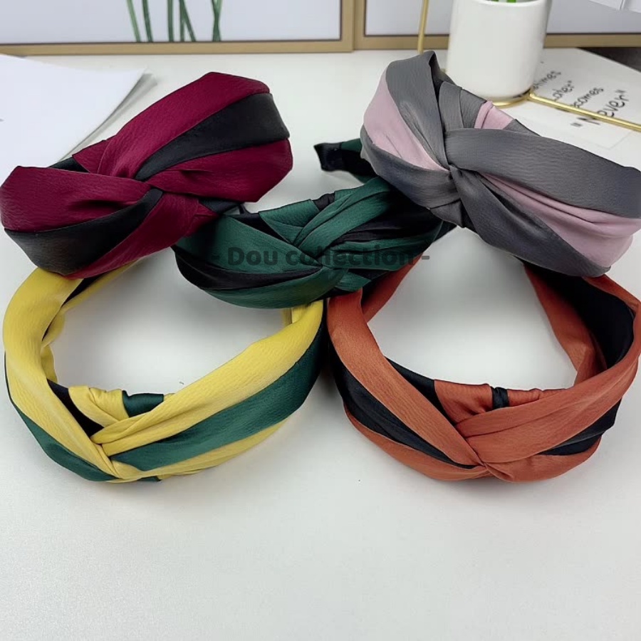 [NowShip2h] Cài tóc bờm tóc băng đô nữ đẹp vải phối hai màu sang trọng gọng nhựa phong cách Hàn Quốc nhiều màu -Mã CT015