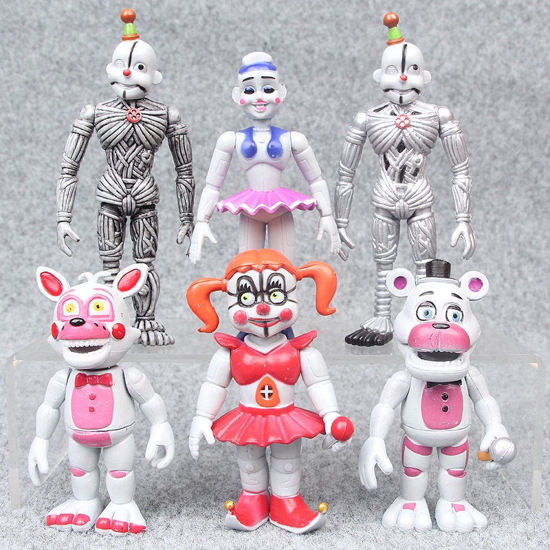 Set 6 Mô Hình Búp Bê Chú Gấu Bonnie Foxy FNAF Dễ Thương Cho Bé