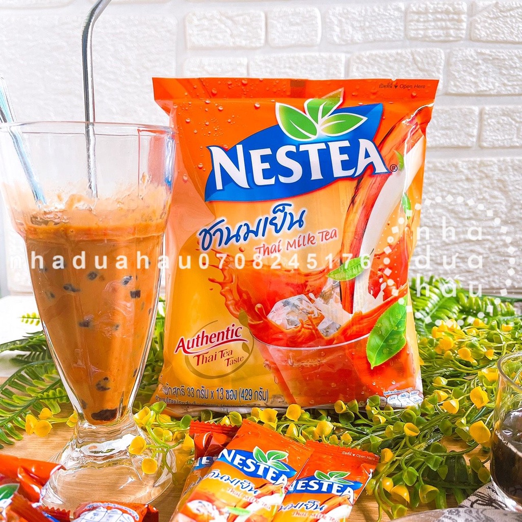 Một gói trà sữa đỏ tự pha Nestea Thái Lan gói lớn gồm 13 thanh nhỏ 33gamx13