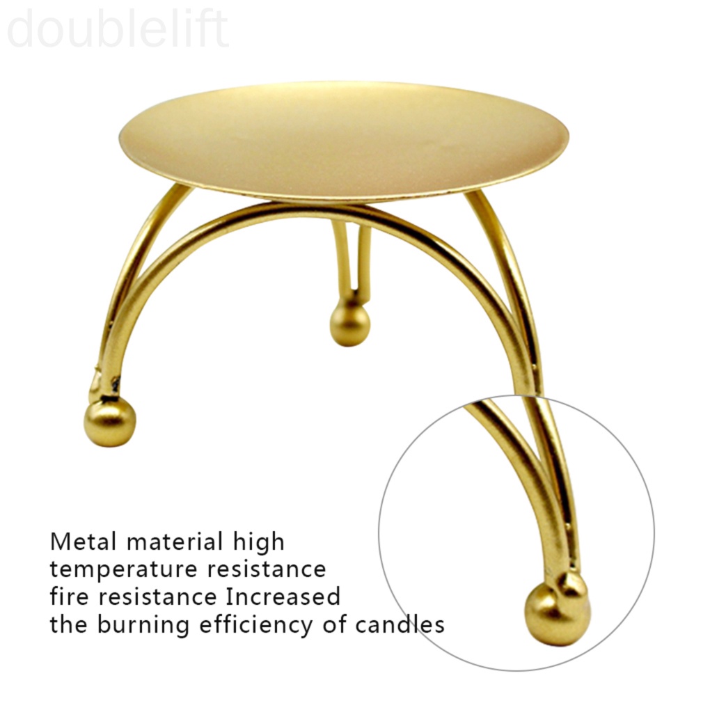 Candle Holder Round Golden Iron Candlestick Table Desktop Candle Stand Home Wedding Party Ornament doublelift store