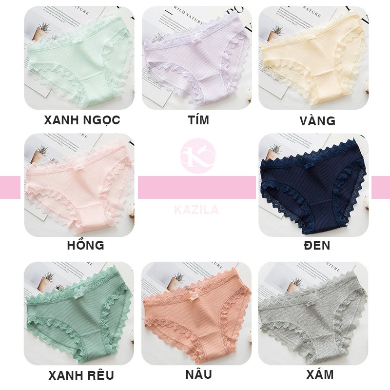 Quần lót nữ dễ thương tăm tre viền ren, quần lót nữ cotton Kazila FH10 | BigBuy360 - bigbuy360.vn