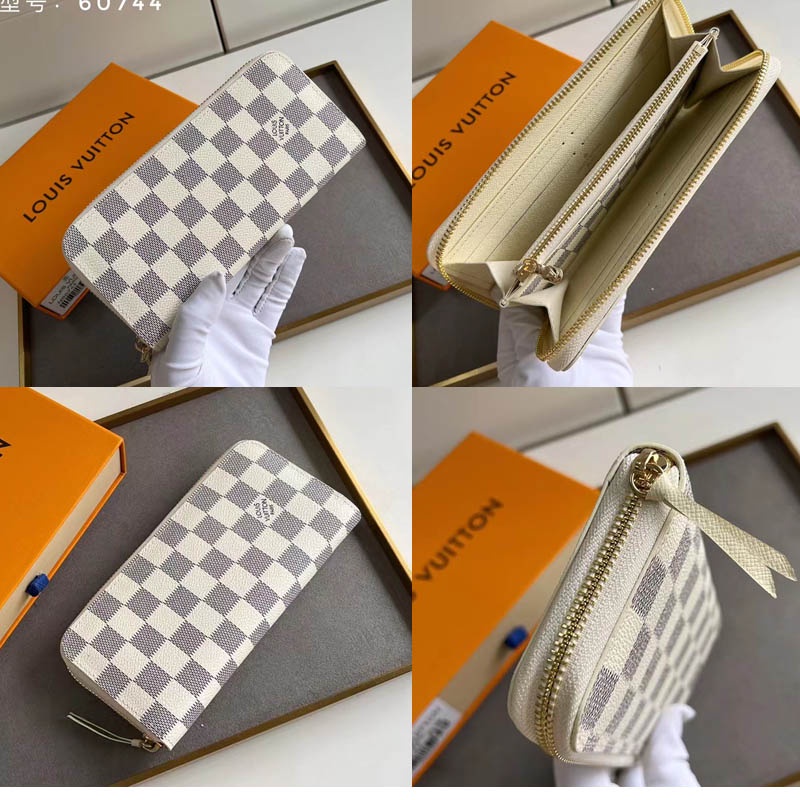 Sẵn sàng giao hàng 100% nguyên bản chính hãng Louis Vuitton LV nữ dây kéo mới Ví Clemence có hộp 60744