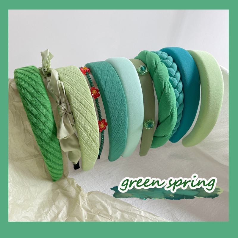 Băng Đô Cài Tóc Bản Rộng Đính Nút Màu Xanh Lá Cây Phong Cách Hàn Quốc Thời Trang Cho Nữ dreamdiary dreamdiary dreamdiary