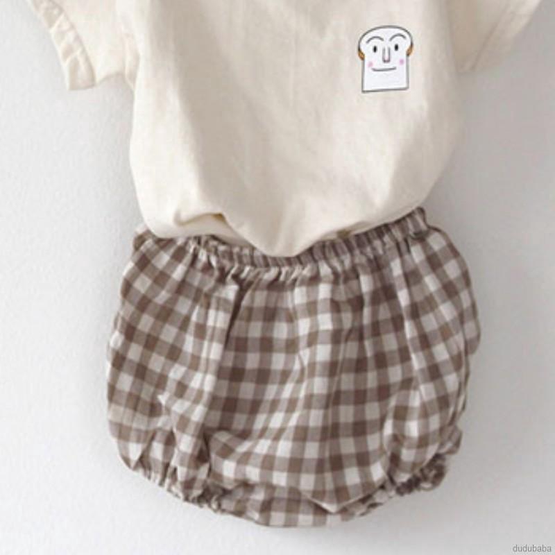 Set Áo Thun Tay Ngắn Và Quần Short Caro Cho Bé