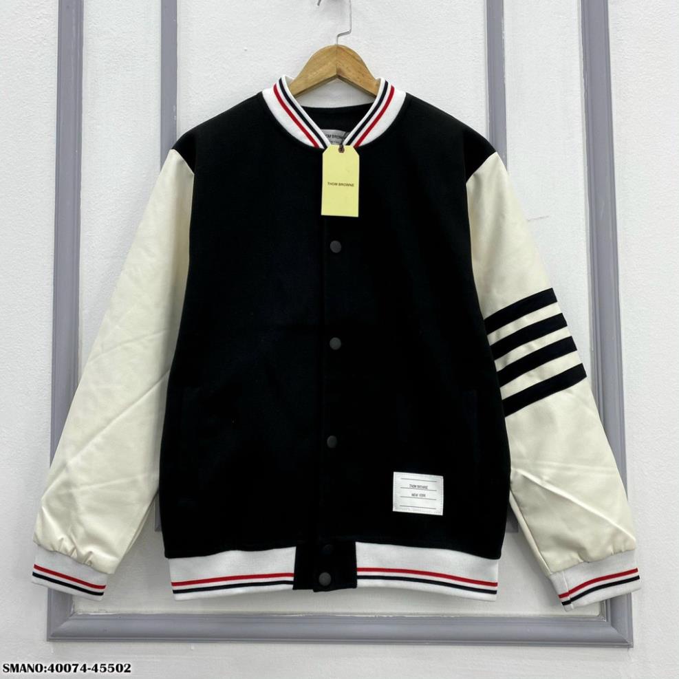 Áo Bomber Thom Brower Thêu Chữ Ngực Siêu Đẹp - Áo Khoác Bomber Thom Kẻ Tay Cực Chất