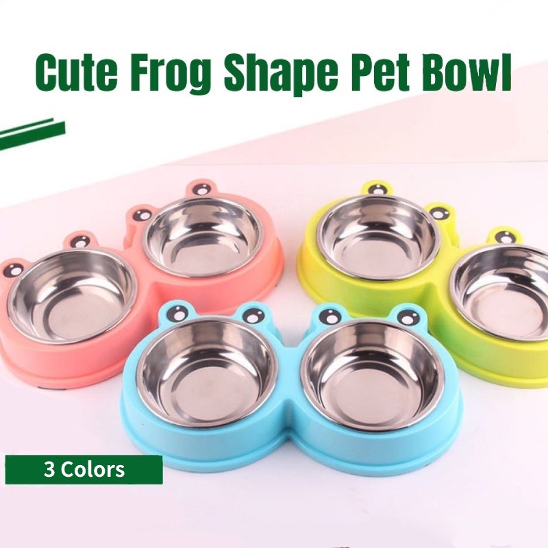 Tô/bát/dĩa BằNg ThéP Không Gỉ HìNh ẾCh Dễ Thương Cho Thú Cưng