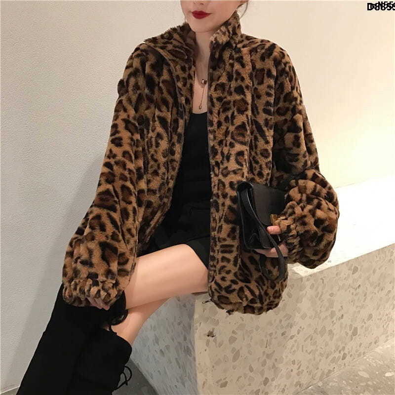 Áo Khoác Cardigan Chất Liệu Nhung Lông Cừu Giả Họa Tiết Da Beo Thời Trang Mùa Thu Phong Cách Retro Dành Cho Nữ 2021