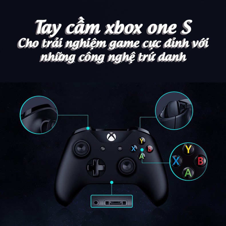 Tay cầm xbox one s chính hãng màu Phantom Black, tay cầm chơi game xbox tặng kèm cáp