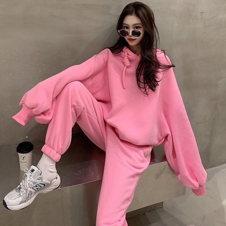 Set Áo Hoodie Dài Tay Sang Trọng + Quần Thời Trang Nữ