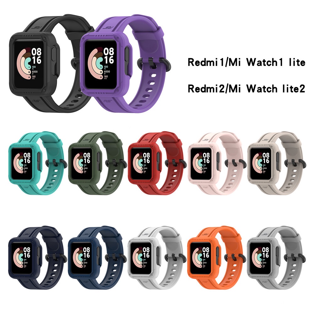 Dây Đeo Silicone Kèm Ốp Bảo Vệ Cho Đồng Hồ Thông Minh Xiaomi Mi Watch Lite / Redmi Watch 2 Lite / Poco Watch