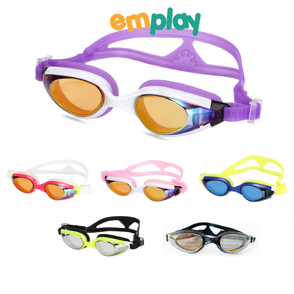 Kính bơi cao cấp Pikaboo mặt kính ôm khít tráng gương chống tia UV bảo vệ mắt chất liệu Silicone và PC mềm kèm 2 nút tai