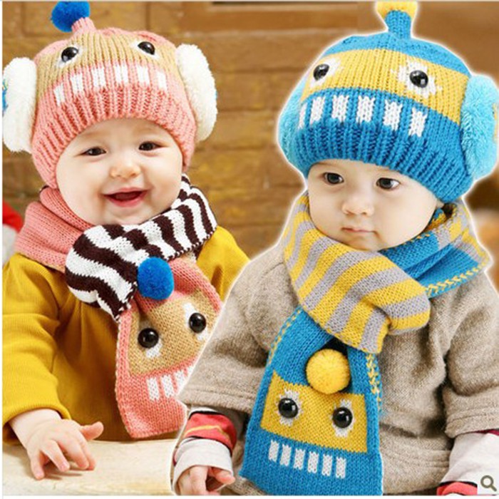 Set Khăn Mũ Rô Bốt Cho Bé