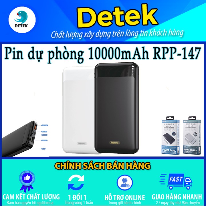 Pin Dự Phòng 10000mah RPP-147 Jany Series Fast Charing 2.1A tích hợp 2 cổng USB