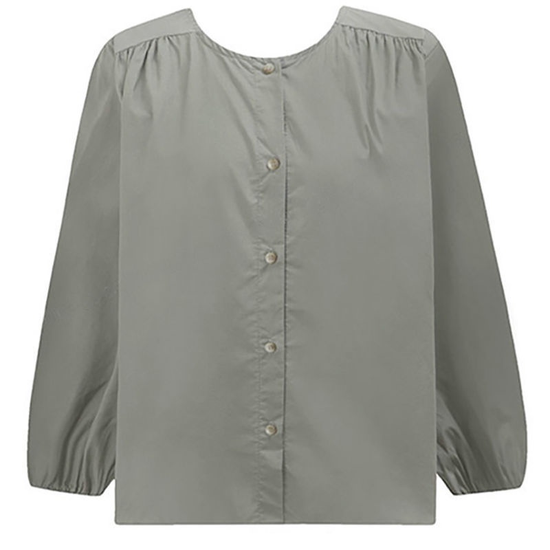 Áo sơ mi nữ tay dài cổ tròn dáng rộng phong cách retro Hồng Kông thời trang 2021