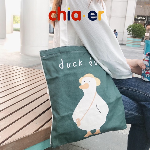 Túi Tote vải chấm tròn màu sắc, túi vải bảo vệ môi trường Chia.er