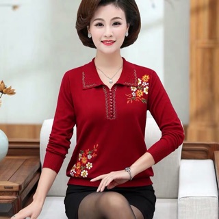 Áo len thêu hoa cho mẹ