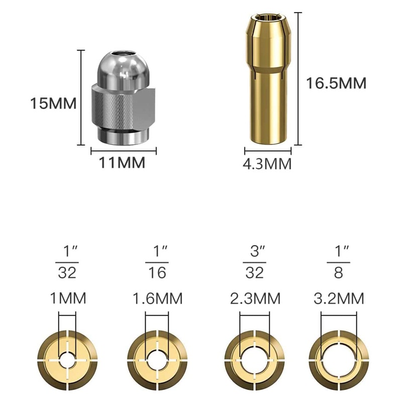 Đầu Kẹp Kẹp Mũi Khoan Bằng Đồng Thau Kích Thước 1 / 8 &quot;x 2 3 / 32&quot; x 2 1 / 16 &quot;x 2 1 / 32&quot; x 2