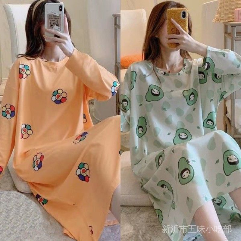 Đầm Ngủ Tay Dài Cỡ Lớn Thời Trang Thu Đông Xinh Xắn Cho Nữ