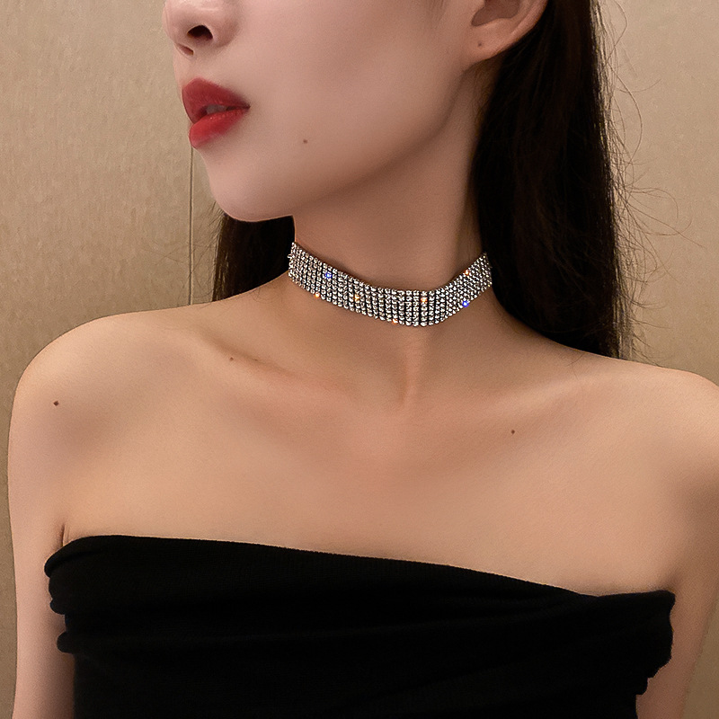 Vòng cổ choker đính đá quý nhân tạo thời trang cho nữ