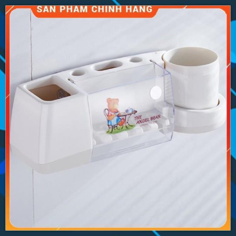 CHÍNH HÃNG -  Khay để bàn chải và kem đánh răng nhựa trắng A2155,Giá để bàn chải đánh răng hút chân không