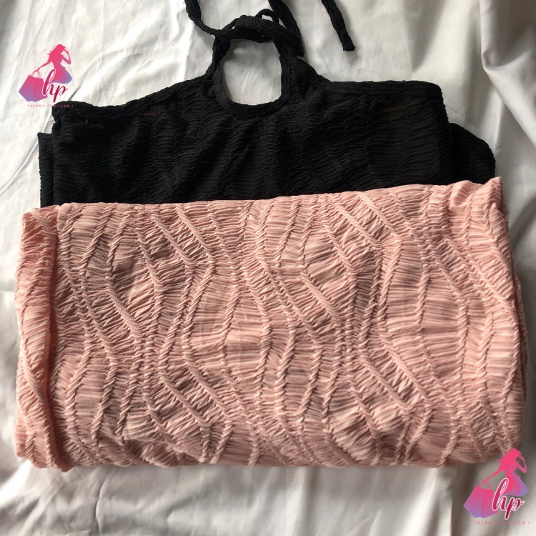 Váy đầm yếm dáng dài nữ cột dây màu đen trắng  thun xốp quảng châu sexy phong cách sang chảnh dự tiệc alohashop91