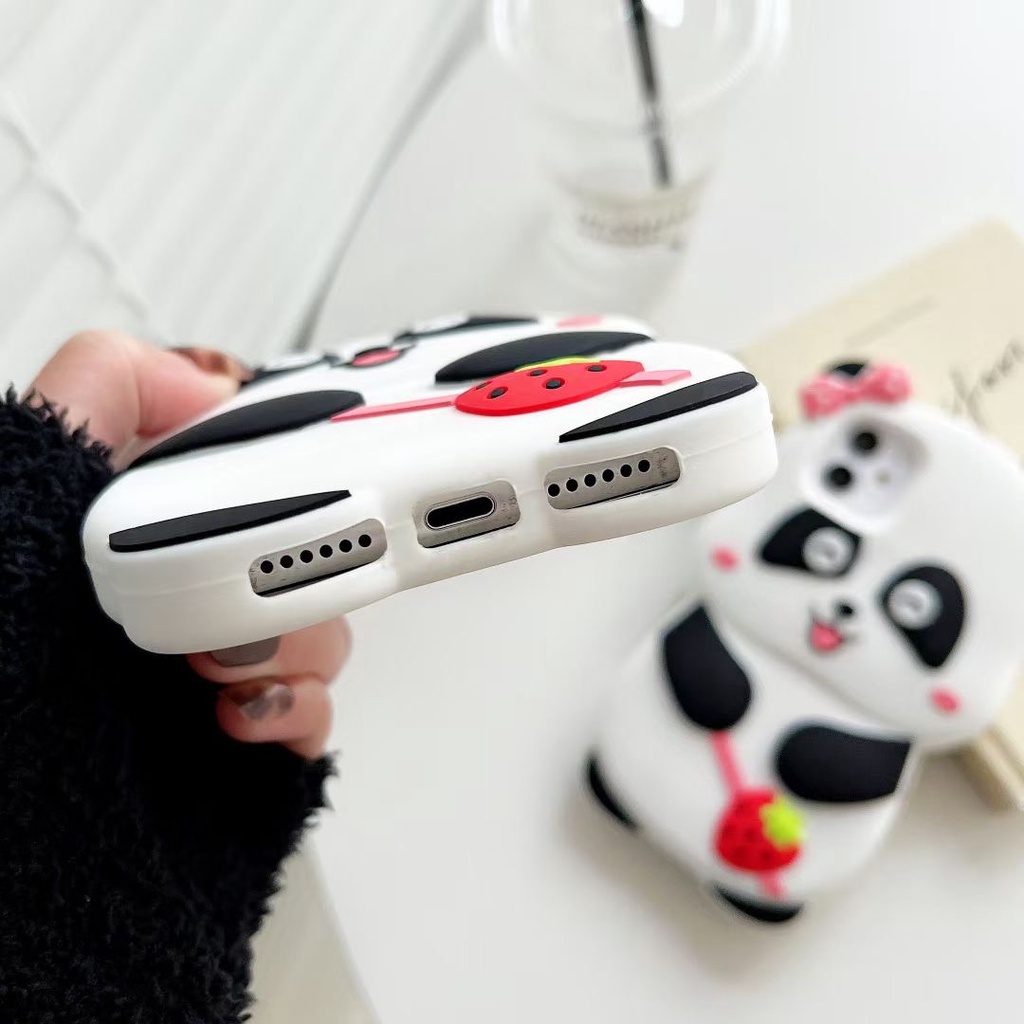 Ốp Điện Thoại Silicon Hình Gấu Trúc 3D Cho iPhone 4 4s 5 5s6 6s 7 8 Plus SE 2020 5 6 7 13 Pro Max 12 Pro Max 11 Pro Max Xs Max XR