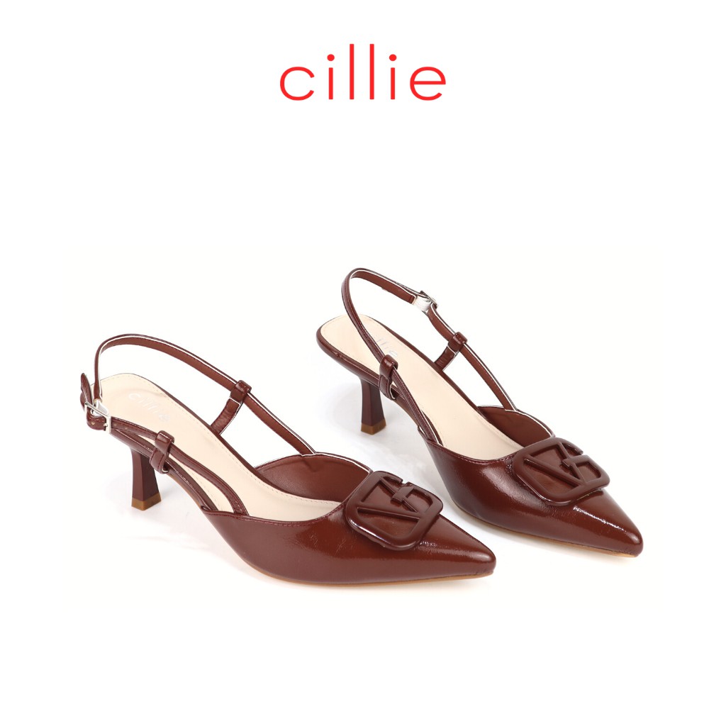 Giày cao gót nữ mũi nhọn thanh lịch phối khóa độc đáo gót cao 7cm đi làm đi chơi Cillie 1228