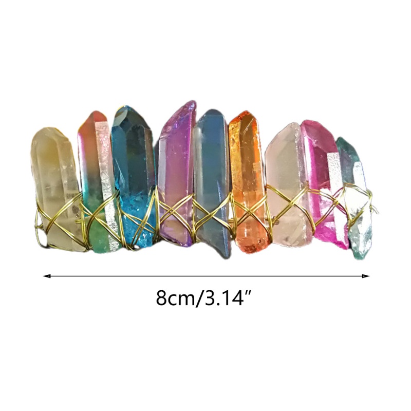 Kẹp Tóc Dạng Lò Xo Bằng Đá Thạch Anh Màu Cầu Vồng Phong Cách Pháp Cổ Điển